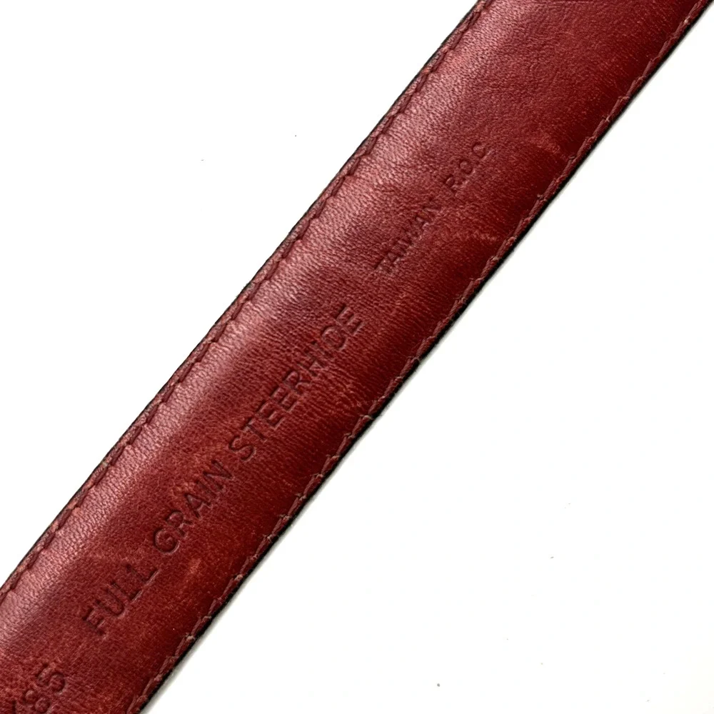 1970s Yves Saint Laurent 1214009 Oxblood Steerhide Leather Segmented Belt 32-36